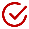 Red check symbol within a circle
